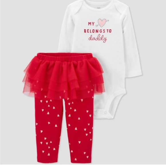 Carter's Other - Valentine's Day MY HEART BELONGS TO DADDY Shirt & Pants 2 Pc Outfit NEW Girls